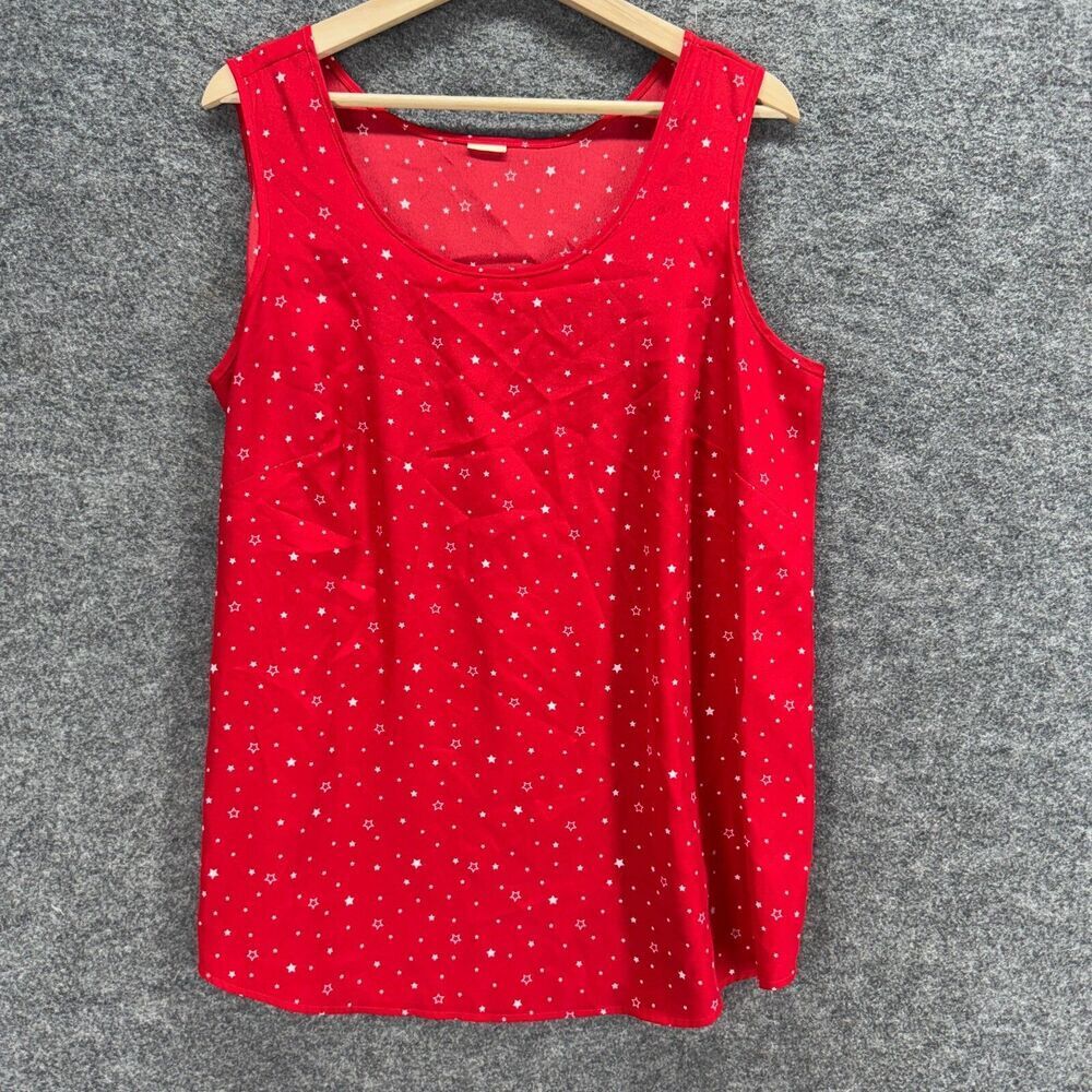 Unbranded Blouse Women M Medium Red Star Print Sleeveless Wide Strap Casual